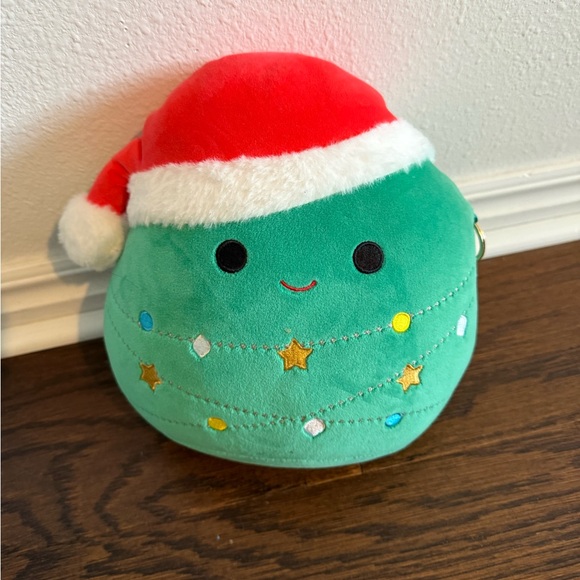 Festive Green Plush squishmallow original with Santa Hat and key chain 8 inches - Picture 1 of 5